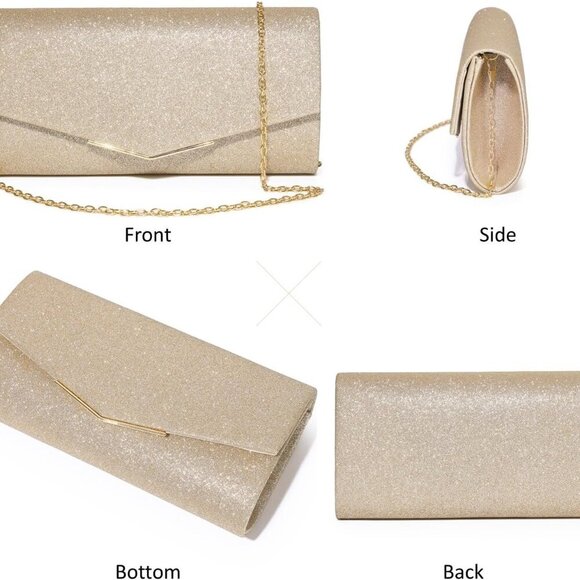 Sequins Clutch Evening Bag Women Small Pouch Crossbody for Wedding Party - Picture 2 of 9